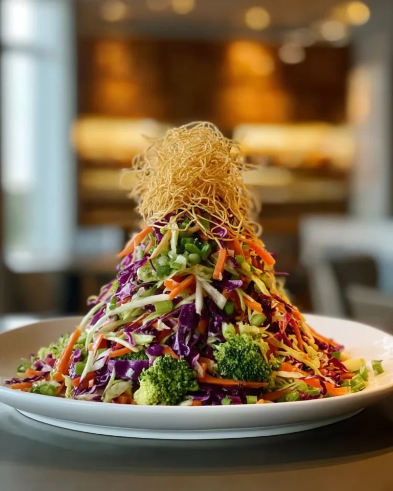 Crunchy Asian cabbage slaw with sesame dressing in a bowl.