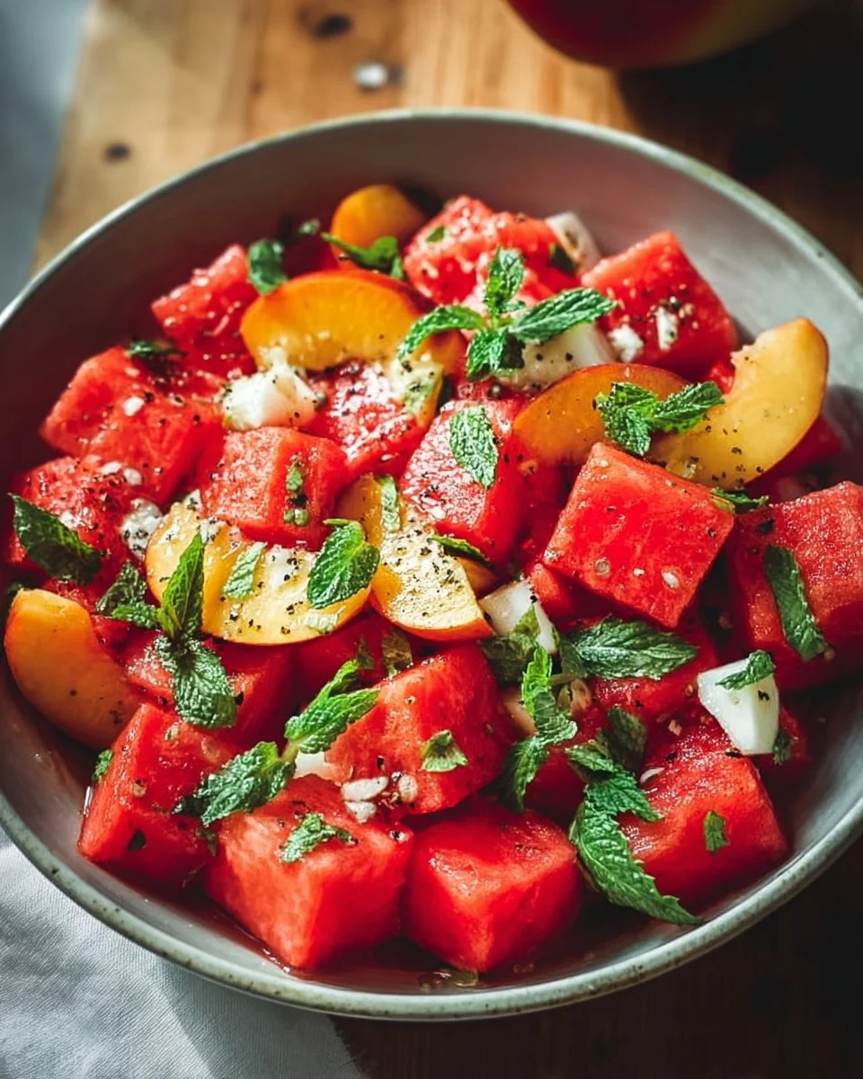 Easy Summer Peach Watermelon Salad