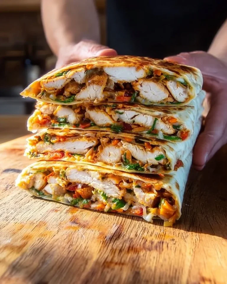 High Protein Chicken Crunch Wrap Supreme with fresh ingredients and vibrant colors