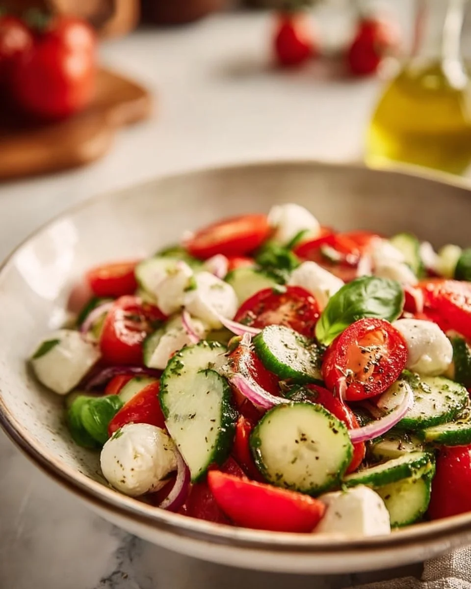 Juicy Cucumber Caprese Salad