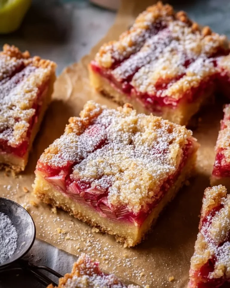 Delicious Lemon Rhubarb Bars served on a plate, perfect summer dessert.
