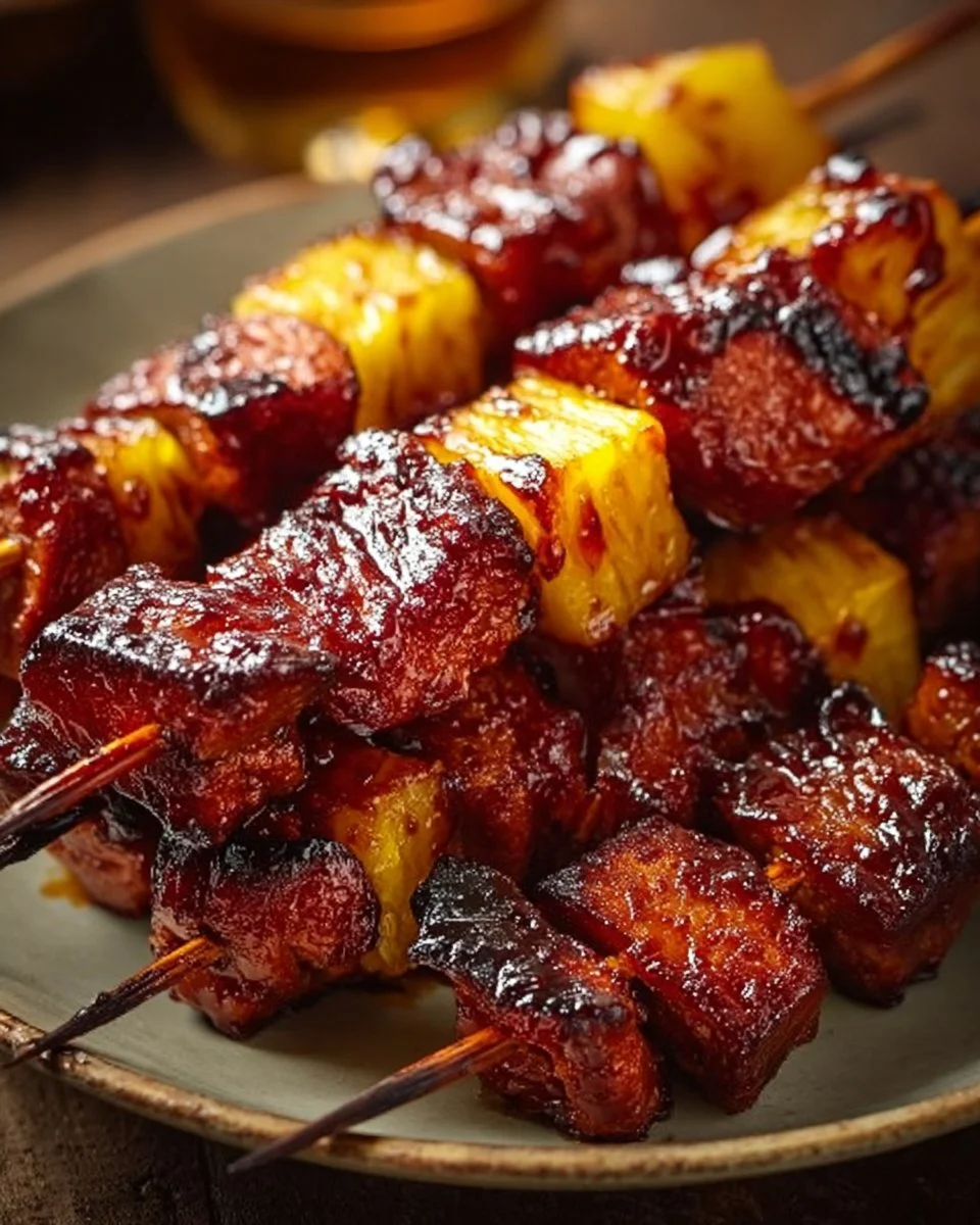 Pineapple BBQ Pork Skewers