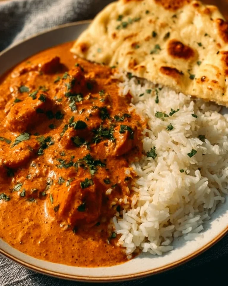 Quick and easy homemade butter chicken recipe served with rice