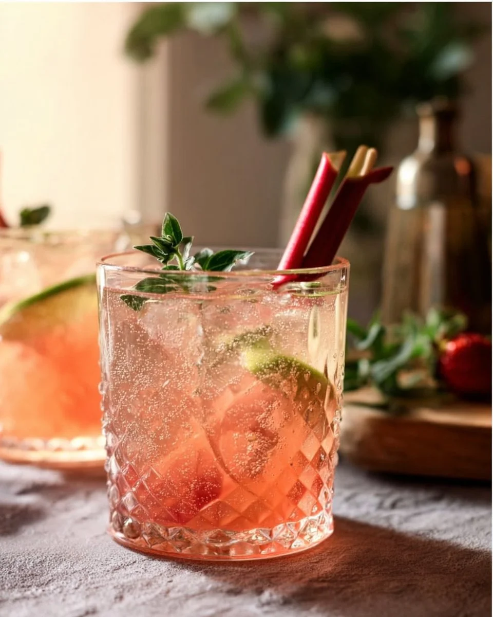Rhubarb Gin & Tonic Cocktail