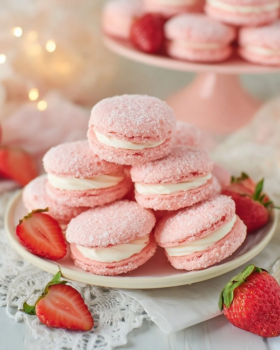 Soft Strawberry Cake Mix Sandwich Cookies - Baking with Blondie