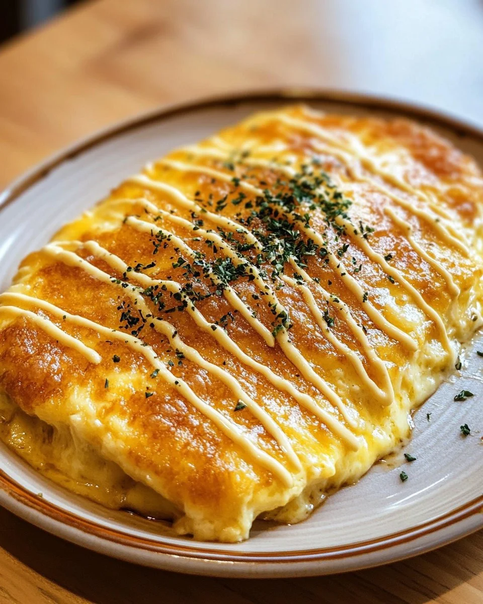 Cheese Crusted Omelette Rice