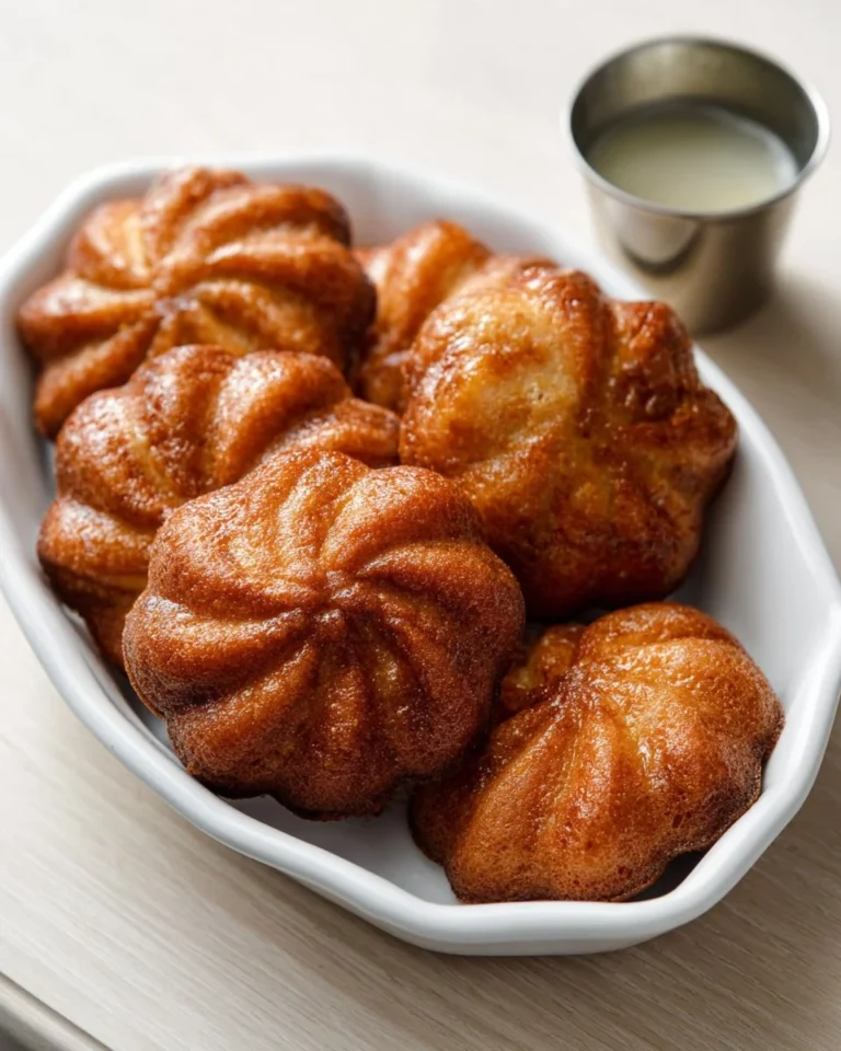 Crispy Shanghai Butter Mochi dessert with a golden outer layer and chewy center.