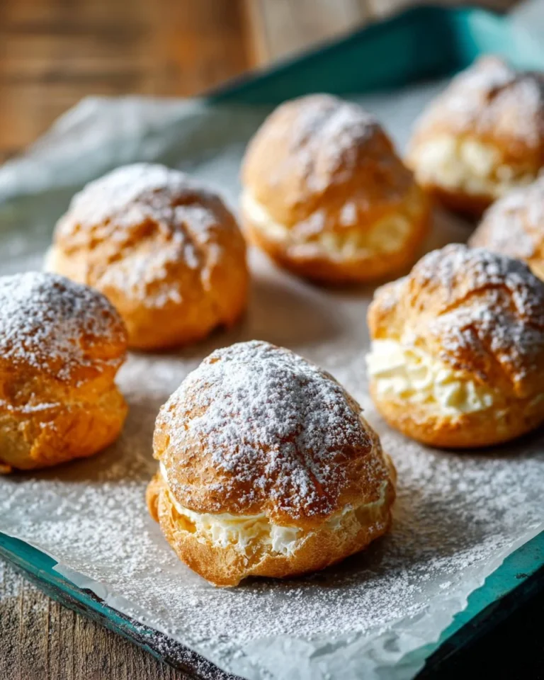 Delicious frozen cream puffs ready to be enjoyed as a sweet treat.