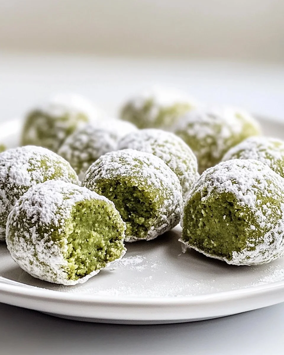 Matcha Snowball Cookies