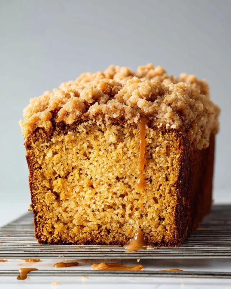 Delicious pumpkin bread topped with streusel and brown butter glaze
