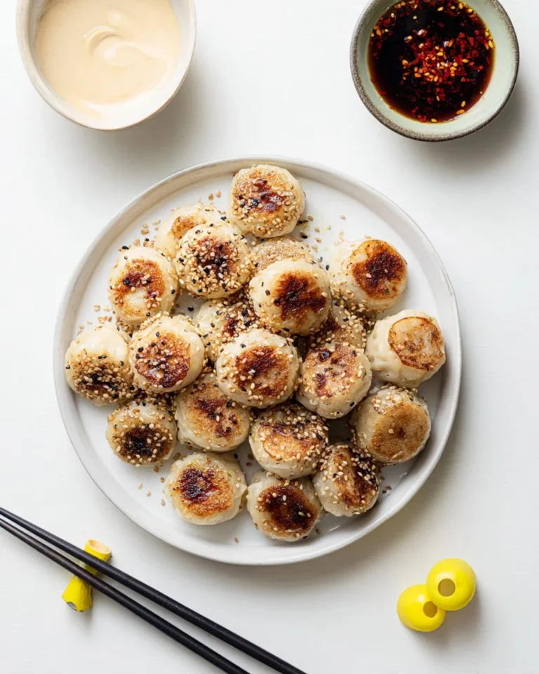 Plate of delicious rice paper rolled dumplings served with dipping sauce.