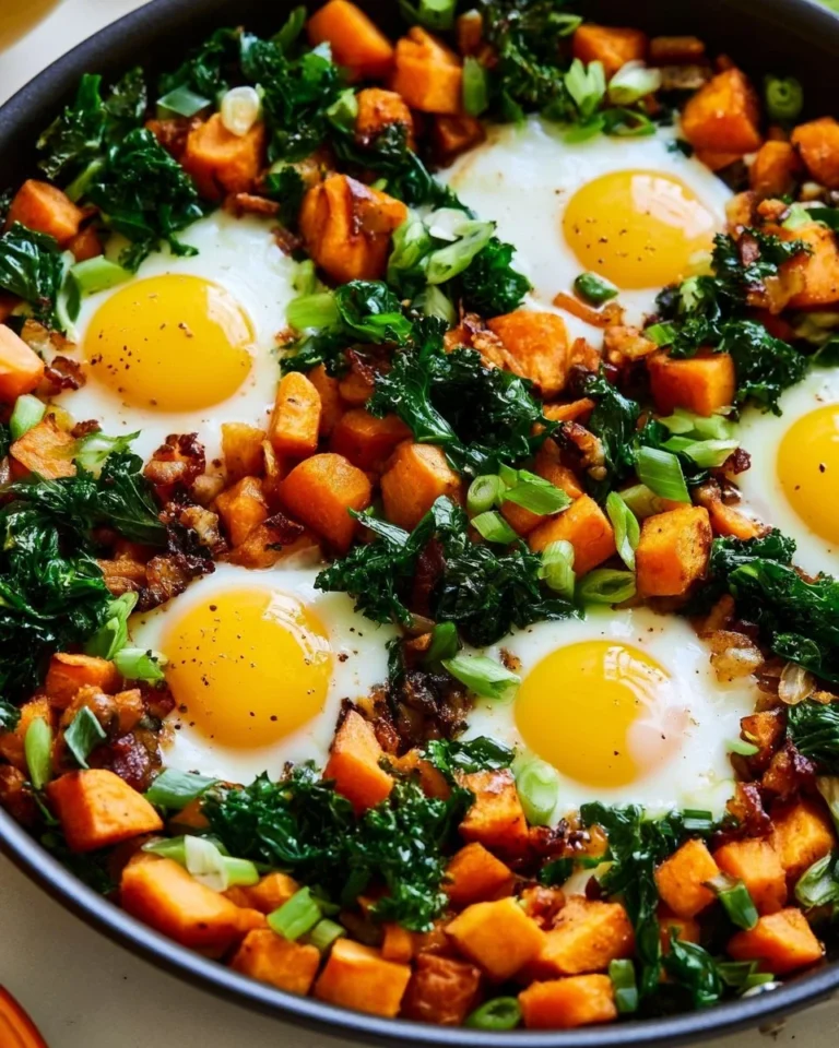 Colorful Sweet Potato Breakfast Hash with vegetables in a skillet